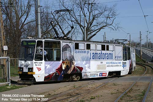 Sk�ad 2x 805Na #3624+3625 [11], 15.04.2007r., ul. Pabianicka/ zajezdnia Chocianowice. Foto: Tomasz G�az (c)