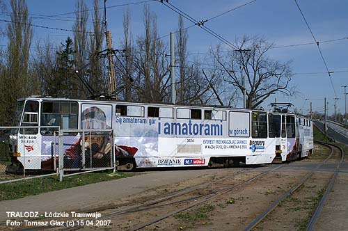 Sk�ad 2x 805Na #3624+3625 [11], 15.04.2007r., ul. Pabianicka/ zajezdnia Chocianowice. Foto: Tomasz G�az (c)