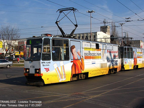 Sk�ad 2x 805Na #1736+1737 [8], 7.03.2007r., Al. Pi�sudskiego/ ul. Kili�skiego. Foto: Tomasz G�az (c)