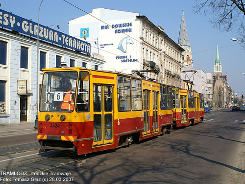 Sk�ad 2x 805Na #3323+3324 [6], 28.03.2007r., ul. Piotrkowska. Foto: Tomasz G�az (c)