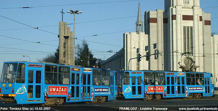 Sk�ad 805Na #3620+3621 [15] 18.02.2007r., ul. Paderewskiego/ Rzgowska. Foto: Tomasz G�az (c)