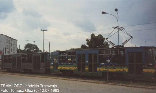 Sk�ad 2 x Konstal 805Na #2389+2388 [6], w dniu 12.07.1993r. Plac Niepodleg�o�ci. Foto: Tomasz G�az (c)