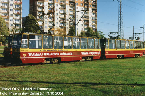 Sk�ad 2 x Konstal 805Na #1244+1607 [11], w dniu 13.10.2004r., p�tla August�w. Foto: Przemys�aw Bakaj (c)