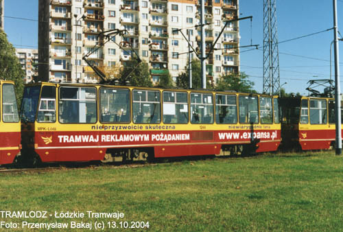 Sk�ad 2 x Konstal 805Na #1244+1607 [11], w dniu 13.10.2004r., p�tla August�w. Foto: Przemys�aw Bakaj (c)