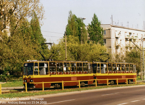 Sk�ad 2 x Konstal 805Na #2286+2287 [JazdaPr�bna], 23.04.2000r. ul. Pabianicka. Foto: Andrzej Bakaj (c)