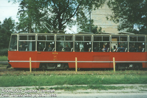 Konstal 805Na #1823 [16], w dniu 23.07.1993r., ul. D�browskiego. Foto: Tomasz G�az (c)