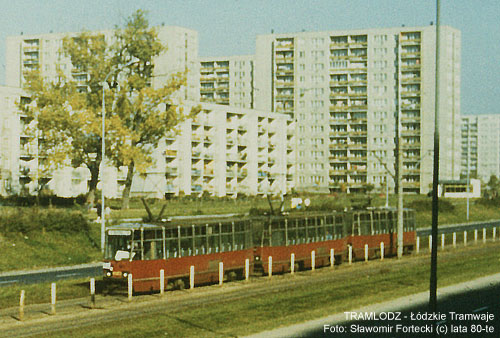 Sk�ad 3 x Konstal 805Na [10], w latach 80-tych. Al. Wyszy�skiego. Foto: S�awomir Fortecki (c)