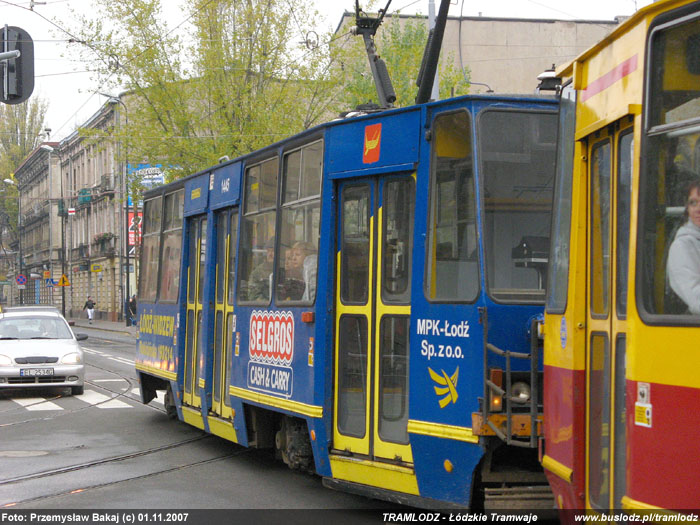 Sk�ad 3 x Konstal 805Na #1804+1805+1445 [15], w dniu 1.11.2007r., ul. Pomorska/ Kili�skiego. Foto: Przemys�aw Bakaj (c)