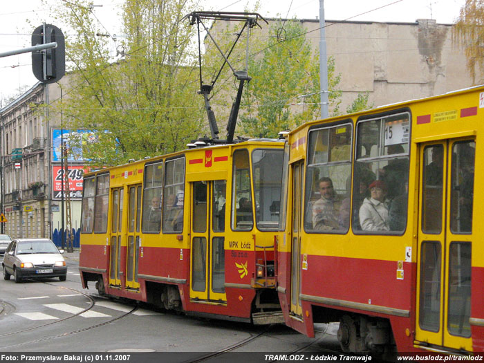 Sk�ad 3 x Konstal 805Na #1606+1607+1417 [15], w dniu 1.11.2007r., ul. Pomorska/ Kili�skiego. Foto: Przemys�aw Bakaj (c)