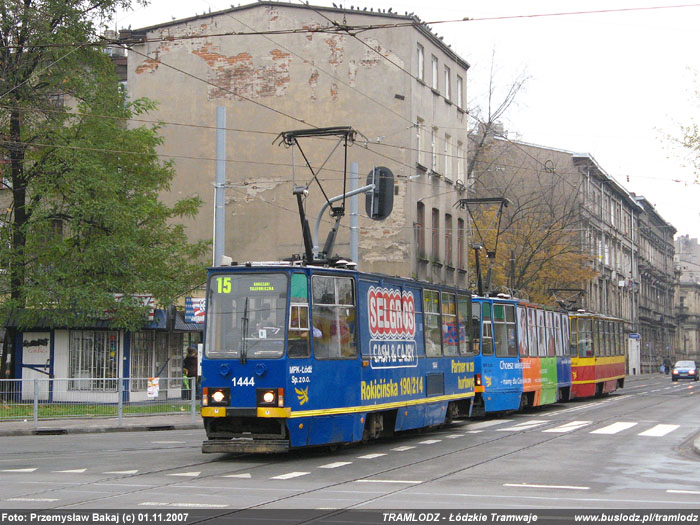 Sk�ad 3 x Konstal 805Na #1444+1428+1429 [15], w dniu 1.11.2007r., ul. Pomorska/ Kili�skiego. Foto: Przemys�aw Bakaj (c)