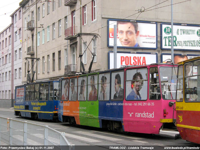 Sk�ad 3 x Konstal 805Na #1444+1428+1429 [15], w dniu 1.11.2007r., ul. Pomorska/ Kili�skiego. Foto: Przemys�aw Bakaj (c)