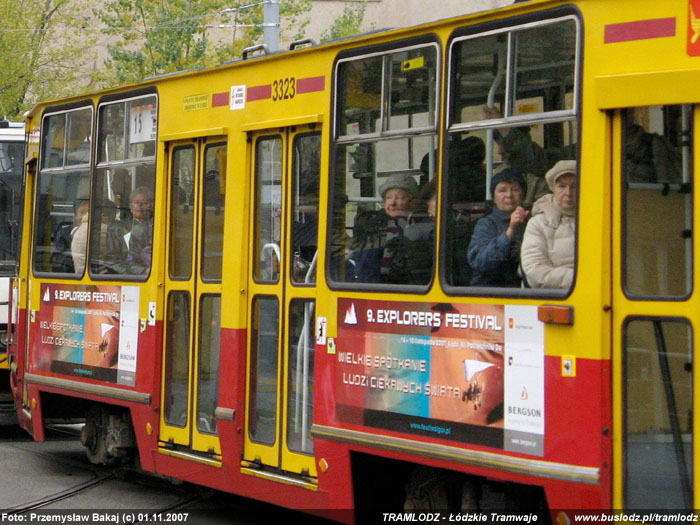 Sk�ad 3 x Konstal 805Na #3323+3340+3341 [15], w dniu 1.11.2007r., ul. Pomorska/ Kili�skiego. Foto: Przemys�aw Bakaj (c)