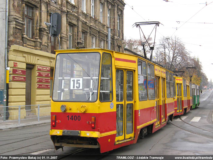 Sk�ad 3 x Konstal 805Na #1256+1344+1400 [15], w dniu 1.11.2007r., ul. Pomorska/ Kili�skiego. Foto: Przemys�aw Bakaj (c)
