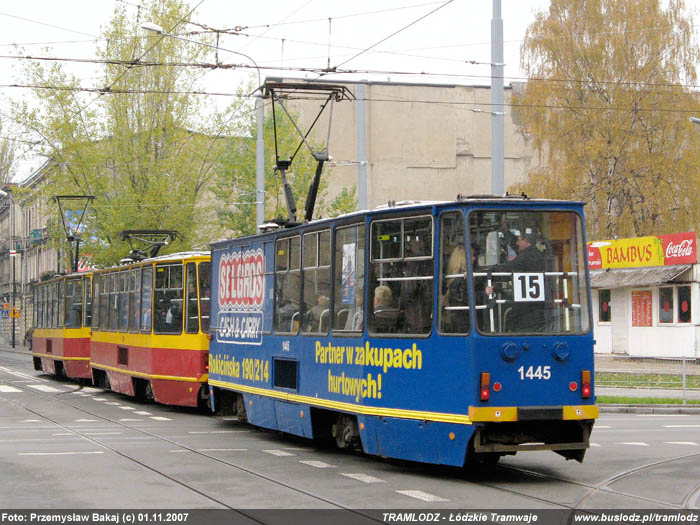 Sk�ad 3 x Konstal 805Na #1804+1805+1445 [15], w dniu 1.11.2007r., ul. Pomorska/ Kili�skiego. Foto: Przemys�aw Bakaj (c)
