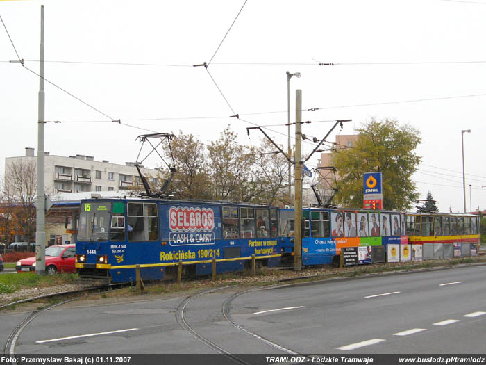Sk�ad 3 x Konstal 805Na #1444+1428+1429 [15], w dniu 1.11.2007r. Kra�c�wka, Kurczaki. Foto: Przemys�aw Bakaj (c)