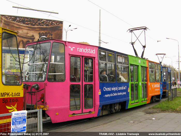 Sk�ad 3 x Konstal 805Na #1444+1428+1429 [15], w dniu 1.11.2007r. Kra�c�wka, Kurczaki. Foto: Przemys�aw Bakaj (c)