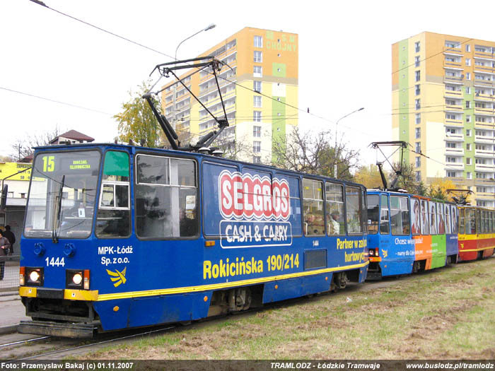 Sk�ad 3 x Konstal 805Na #1444+1428+1429 [15], w dniu 1.11.2007r. Kra�c�wka, Kurczaki. Foto: Przemys�aw Bakaj (c)