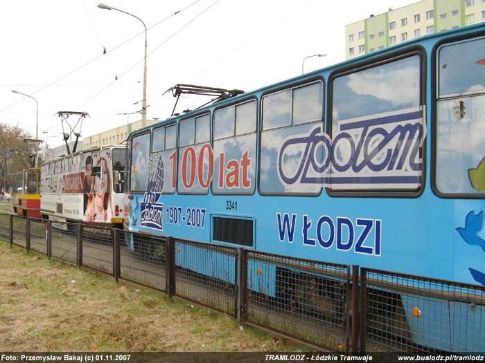 Sk�ad 3 x Konstal 805Na #3323+3340+3341 [15], w dniu 1.11.2007r. Kra�c�wka, Kurczaki. Foto: Przemys�aw Bakaj (c)