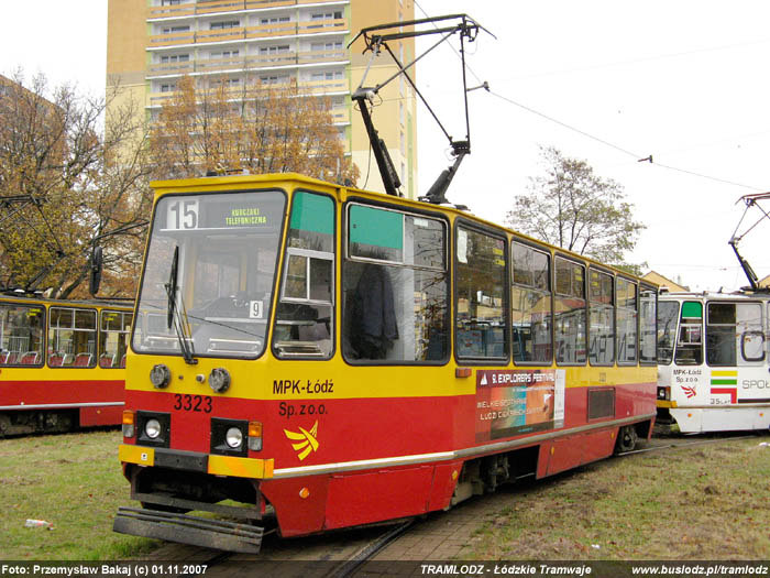 Sk�ad 3 x Konstal 805Na #3323+3340+3341 [15], w dniu 1.11.2007r. Kra�c�wka, Kurczaki. Foto: Przemys�aw Bakaj (c)