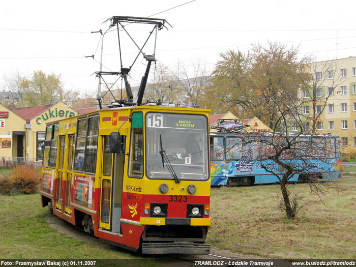 Sk�ad 3 x Konstal 805Na #3323+3340+3341 [15], w dniu 1.11.2007r. Kra�c�wka, Kurczaki. Foto: Przemys�aw Bakaj (c)