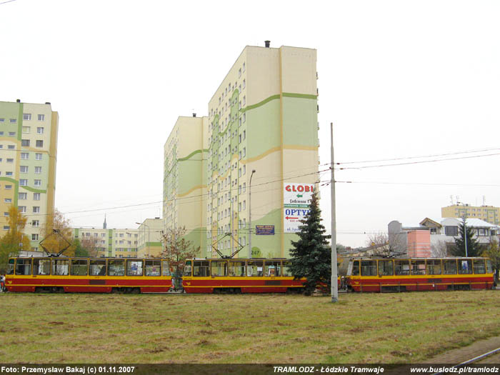 Sk�ad 3 x Konstal 805Na #3015+3018+3017 [15], w dniu 1.11.2007r. Kra�c�wka, Kurczaki. Foto: Przemys�aw Bakaj (c)