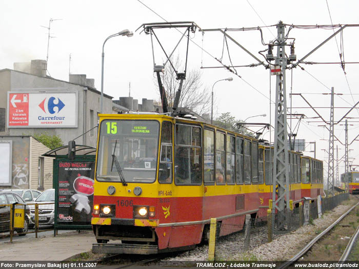 Sk�ad 3 x Konstal 805Na #1606+1607+1417 [15], w dniu 1.11.2007r., ul. Paderewskiego/ Rzgowska. Foto: Przemys�aw Bakaj (c)