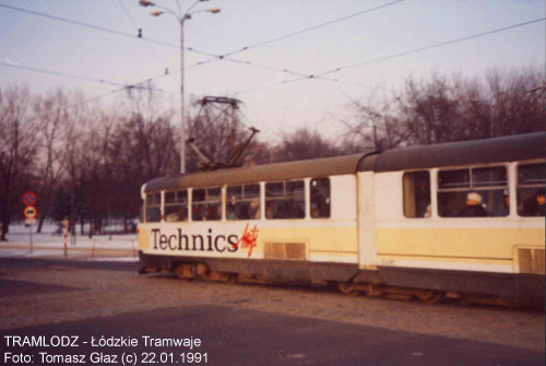 Konstal 803N #3497 [15], w dniu 22.01.1991r. ul. Nowomiejska/ Ogrodowa. Foto: Tomasz G�az (c)