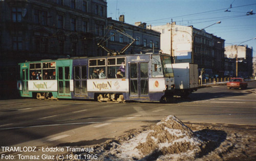 Konstal 805Na #1554 [17], w dniu 18.01.1995r. ul. Legion�w/Zachodnia. Foto: Tomasz G�az (c)