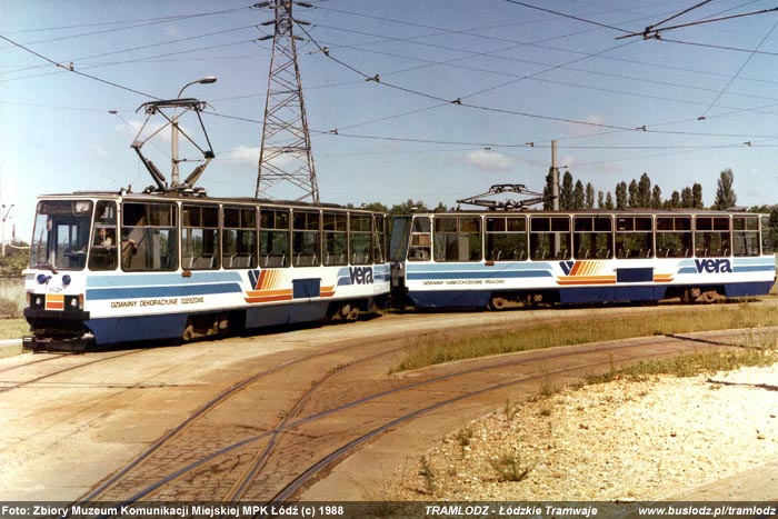 Sk�ad 2x 805Na #1620+1621 [-], 1988r. Zajezdnia, ul. Telefoniczna. Foto: Zbiory Muzeum Komunikacji Miejskiej MPK ��d� (c)