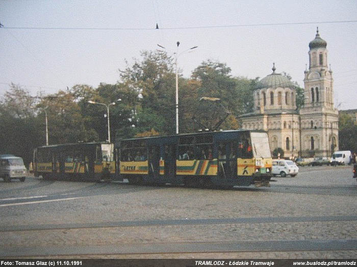 Sk�ad 2x 805Na #1812+1813 [?], 11.10.1991r., ul. Narutowicza/ Kili�skiego. Foto: Tomasz G�az (c)