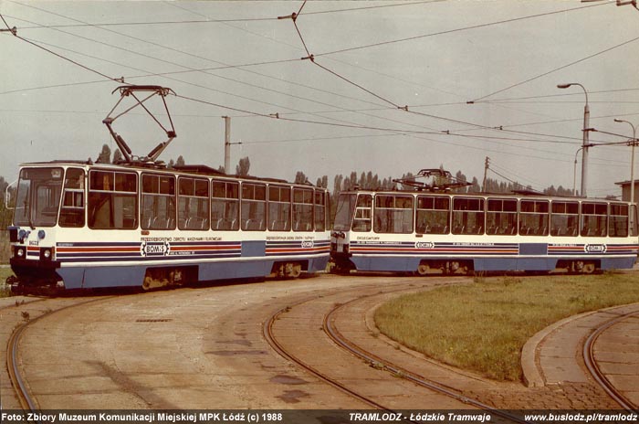 Sk�ad 2x 805Na #1631+1632 [-], 1988r. Zajezdnia, ul. Telefoniczna. Foto: Zbiory Muzeum Komunikacji Miejskiej MPK ��d� (c)