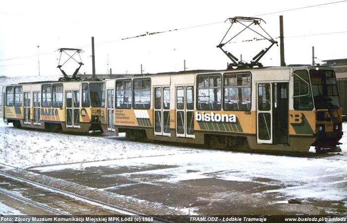 Sk�ad 2x 805Na #2514+2516 [-], 1988r. Zajezdnia, ul. Telefoniczna. Foto: Zbiory Muzeum Komunikacji Miejskiej MPK ��d� (c)