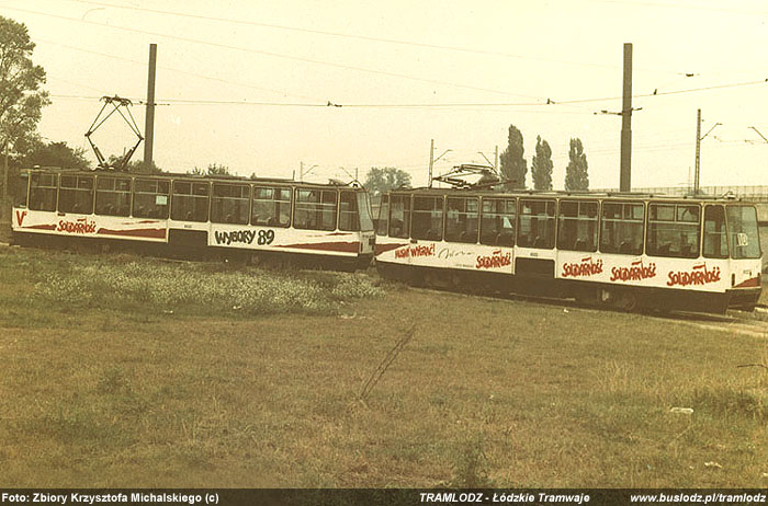 Sk�ad 2x 805Na #1423+1422 [10], 1989r. Kra�c�wka, Stary Widzew. Foto: Zbiory Krzysztofa Michalskiego (c)