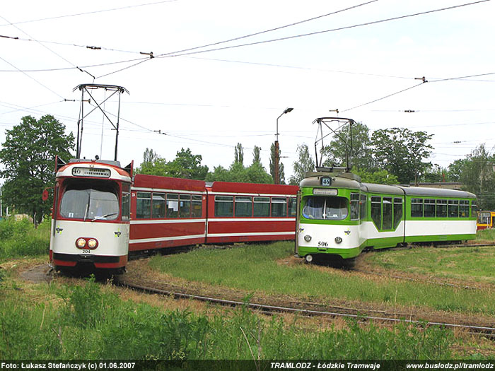 GT8 Geamatic #204 [46] i GT8N #506 [46], 01.06.2007r., kra�c�wka: Chocianowice. Foto: �ukasz Stefa�czyk (c)