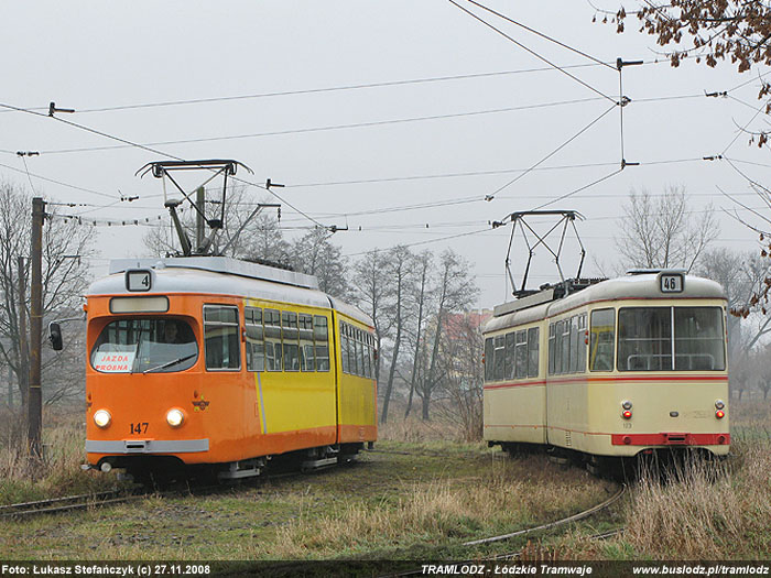 GT6 #147 [JazdaPr�bna] i GT8N #123 [46], 27.11.2008r., Ozork�w, ul. Po�udniowa. Foto: �ukasz Stefa�czyk (c)